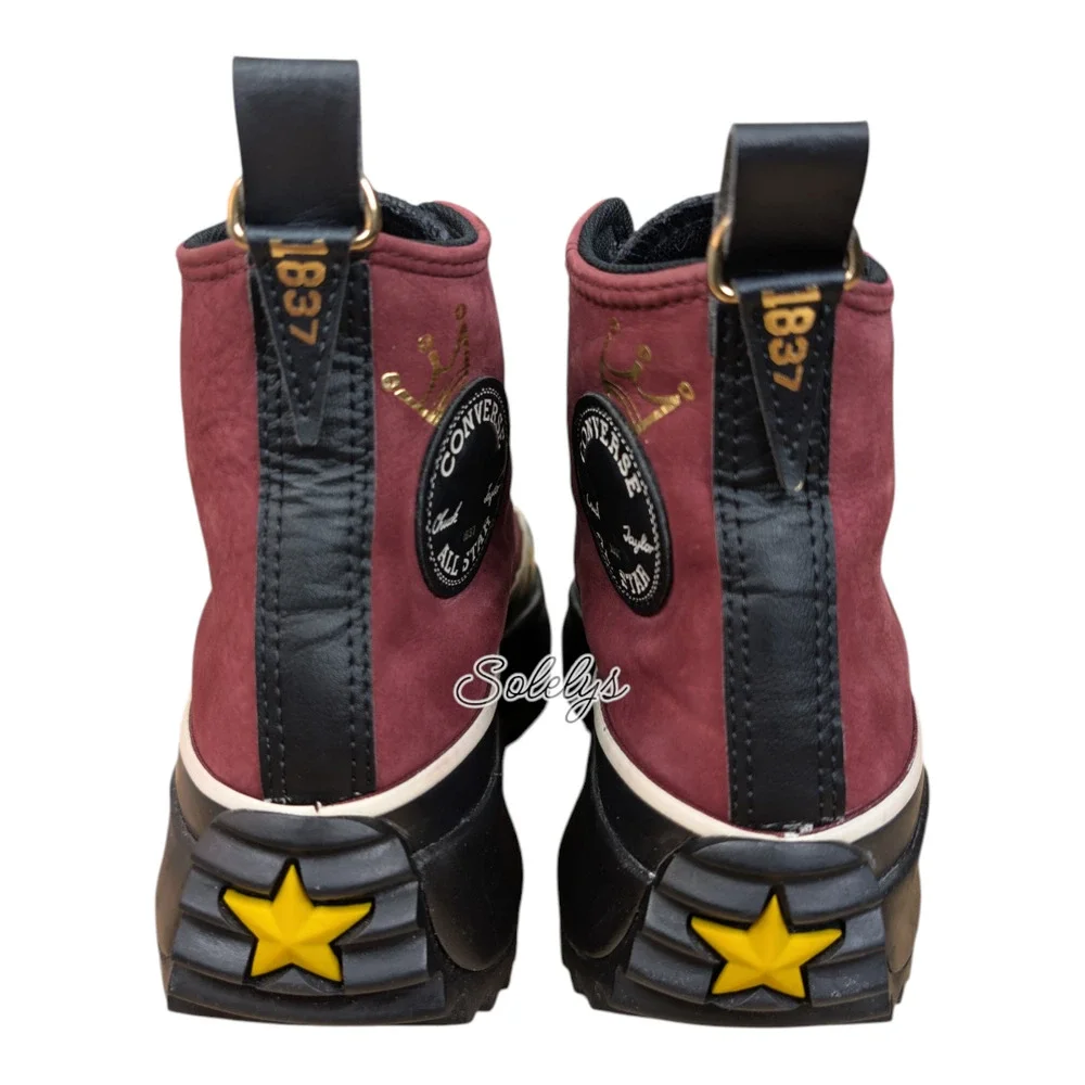Converse Run Star Hike High Deep Ox Bordeaux Regal Red Black Leather Womens 7 - Picture 3 of 11